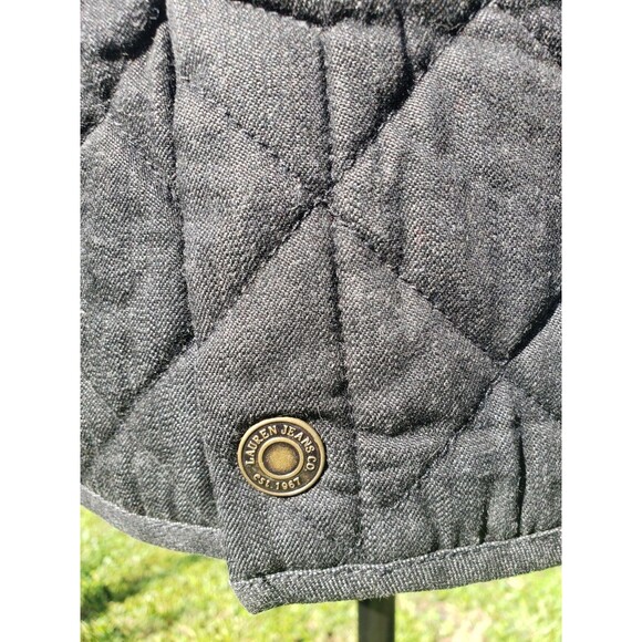 Lauren Jeans Co. Ralph Lauren Quilted Vest Women's Size L Black Denim & Leather - Picture 7 of 14